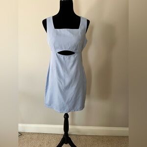 SHEIN Powder Blue Square Neck Cutout Mini Dress